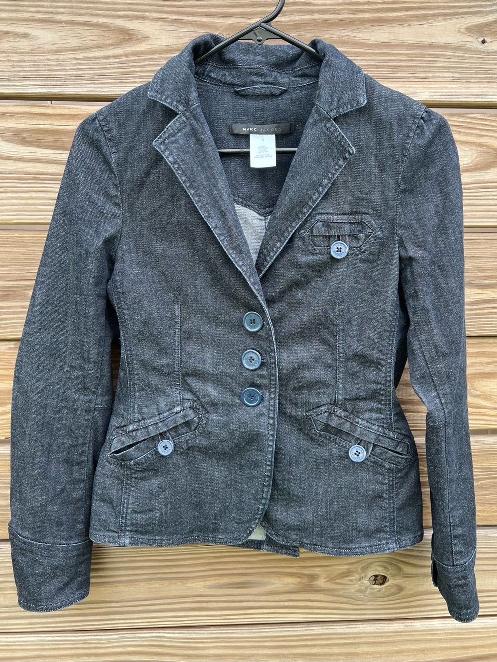 Marc Jacobs Y2K Dark Blue Denim Jean Jacket Blazer Women’s Size 4 Tailored - Picture 16 of 16